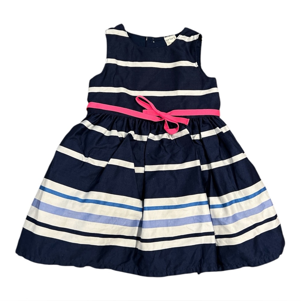 Carter's Baby Girl Dress Blue and White Stripe Sleeveless,‎ Size 6 Months - Picture 2 of 5